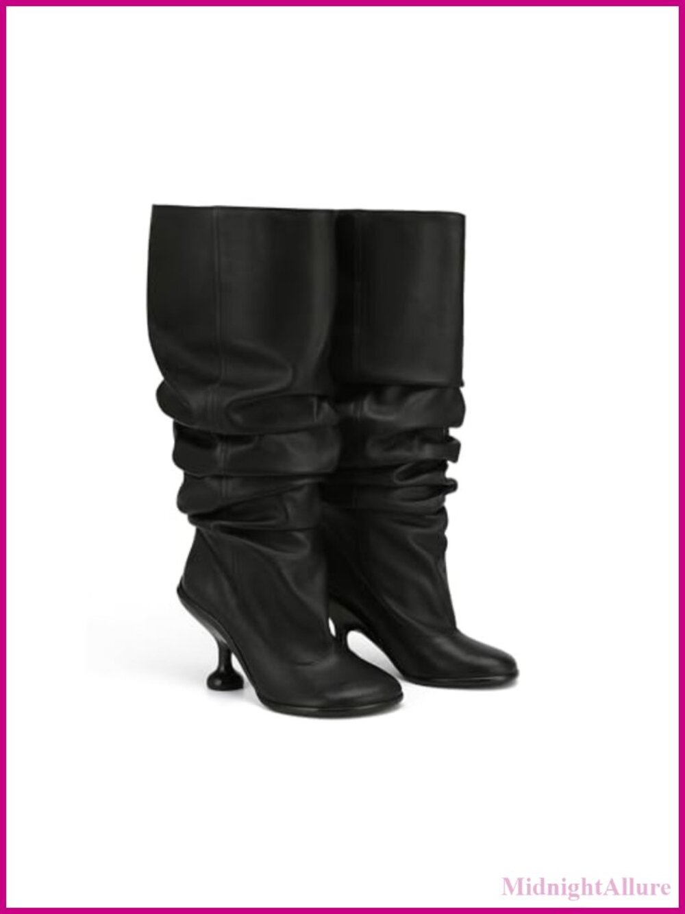 Womens Leather Knee High Boots Pull On Open Square Toe Wide Calf